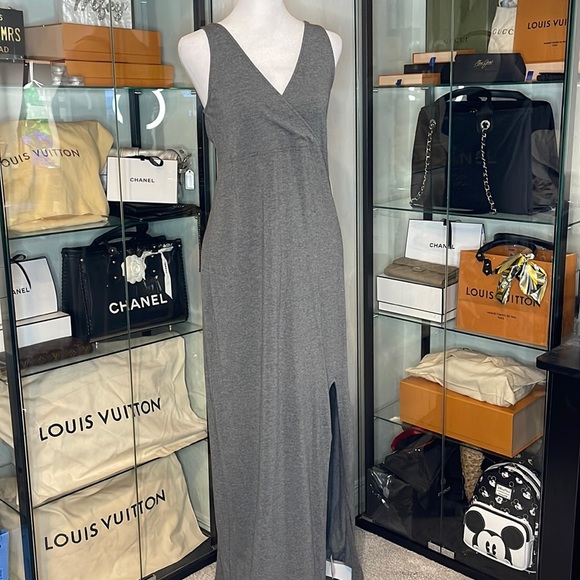 Express Dresses & Skirts - EXPRESS Sleeveless V Neck Side Slit Maxi Dress in Gray